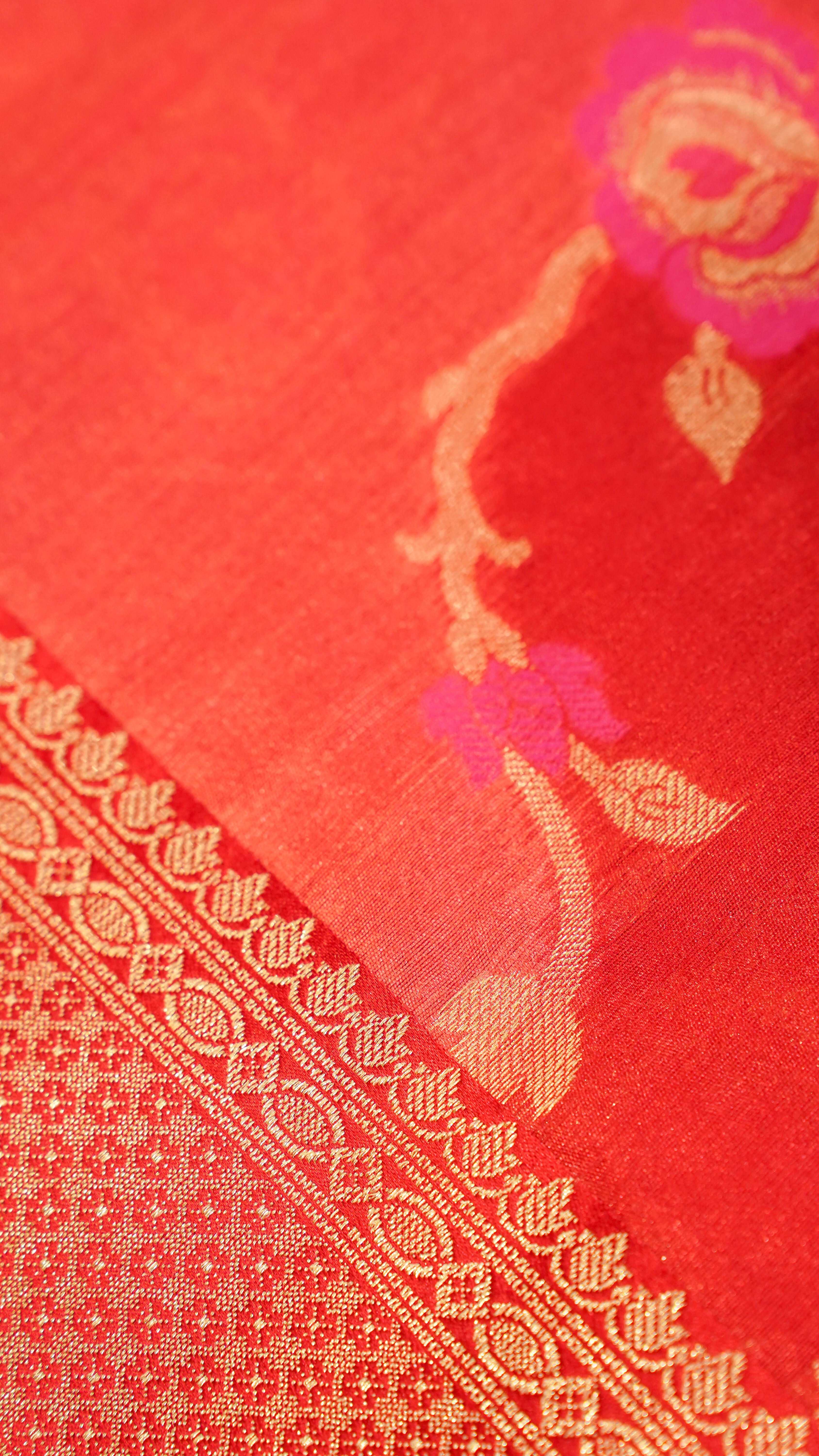 "UTSAV BANARAS 128" Banarasi Red Rangkat Silk Saree