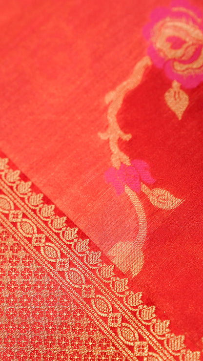 "UTSAV BANARAS 128" Banarasi Red Rangkaat Silk Saree