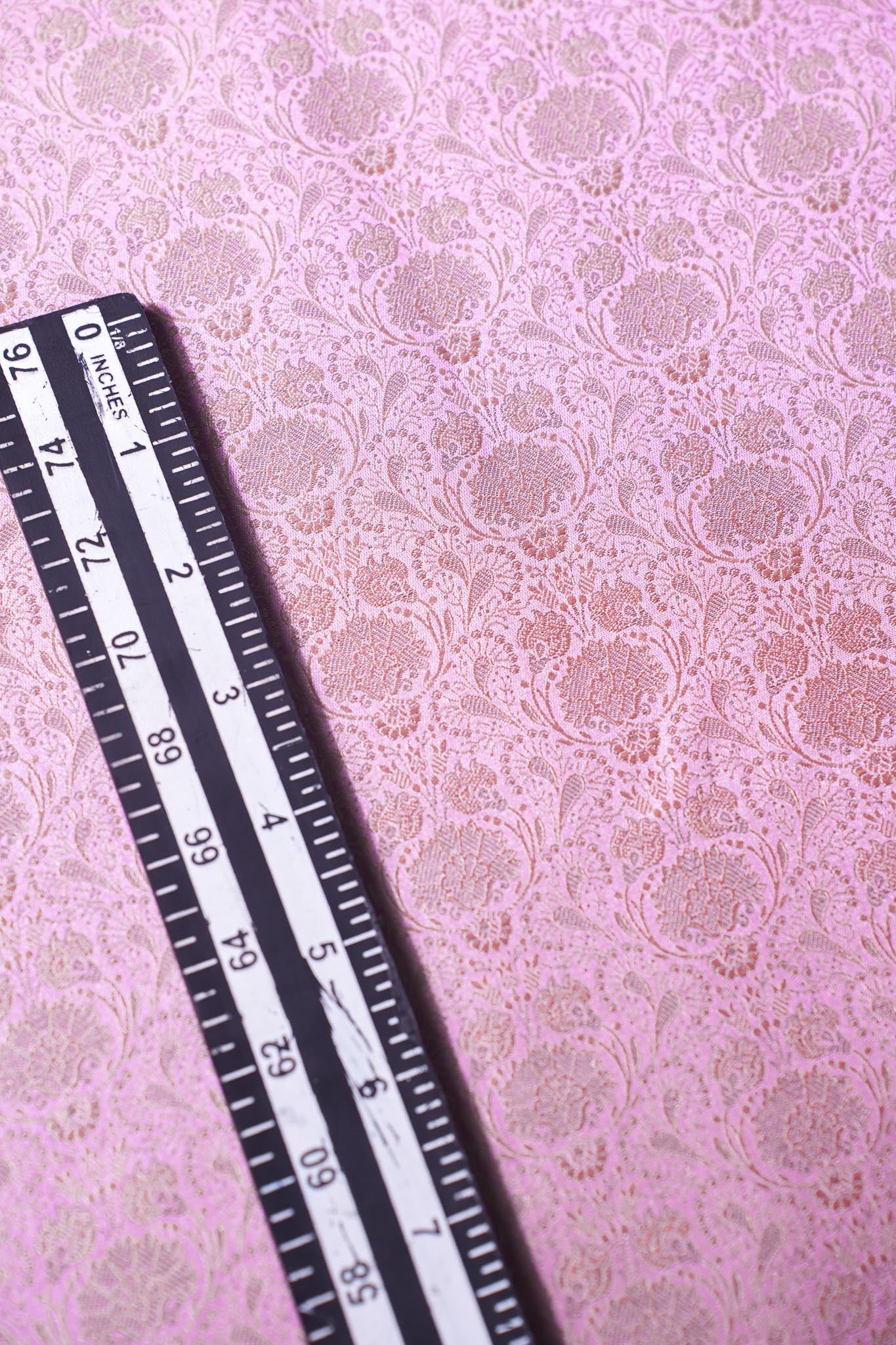 "MCF 28" Banarasi Peach Handloom Tanchui Alfi Jaal Febric