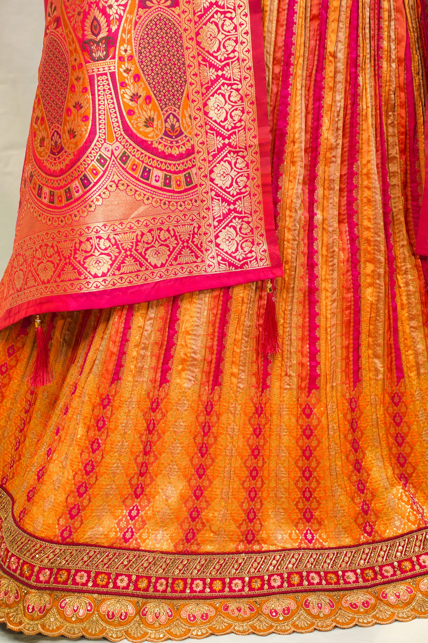 "MANSI 021" Banarasi Crush Rangkat Silk Lehenga with Elegant Cutwork Border