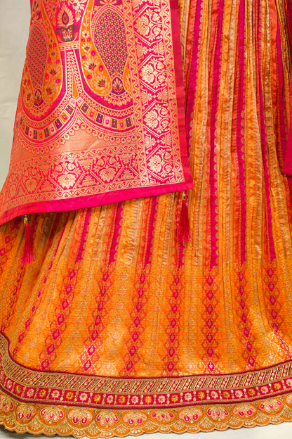 "MANSI 021" Banarasi Crush Rangkat Silk Lehenga with Elegant Cutwork Border