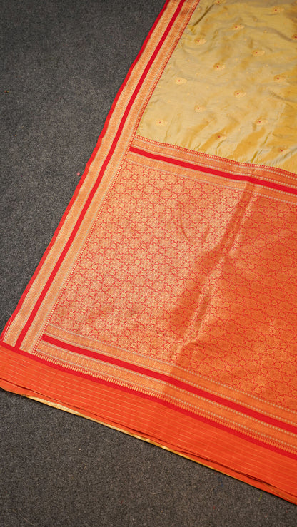 "UTSAV BANARAS 157" Banarasi Mustard Yellow Katan Silk Saree