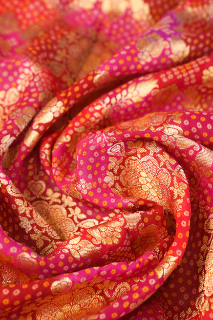 "Waah Banaras 084" Banarasi Rani Pink & Red Meenakari Pashmina Silk Saree