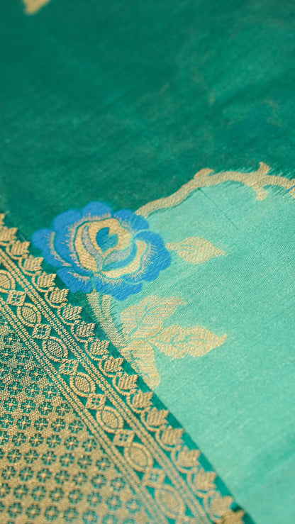 "UTSAV BANARAS 129" Banarasi Green Rangkaat Silk Saree