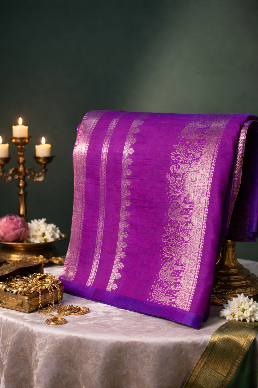 UTSAV BANARAS 319: Royal Magenta Banarasi Silk Saree with Zari Structured Body &amp; Artistry Pallu