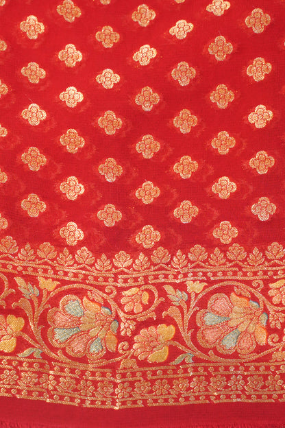 "Waah Banaras 084" Banarasi Rani Pink & Red Meenakari Pashmina Silk Saree