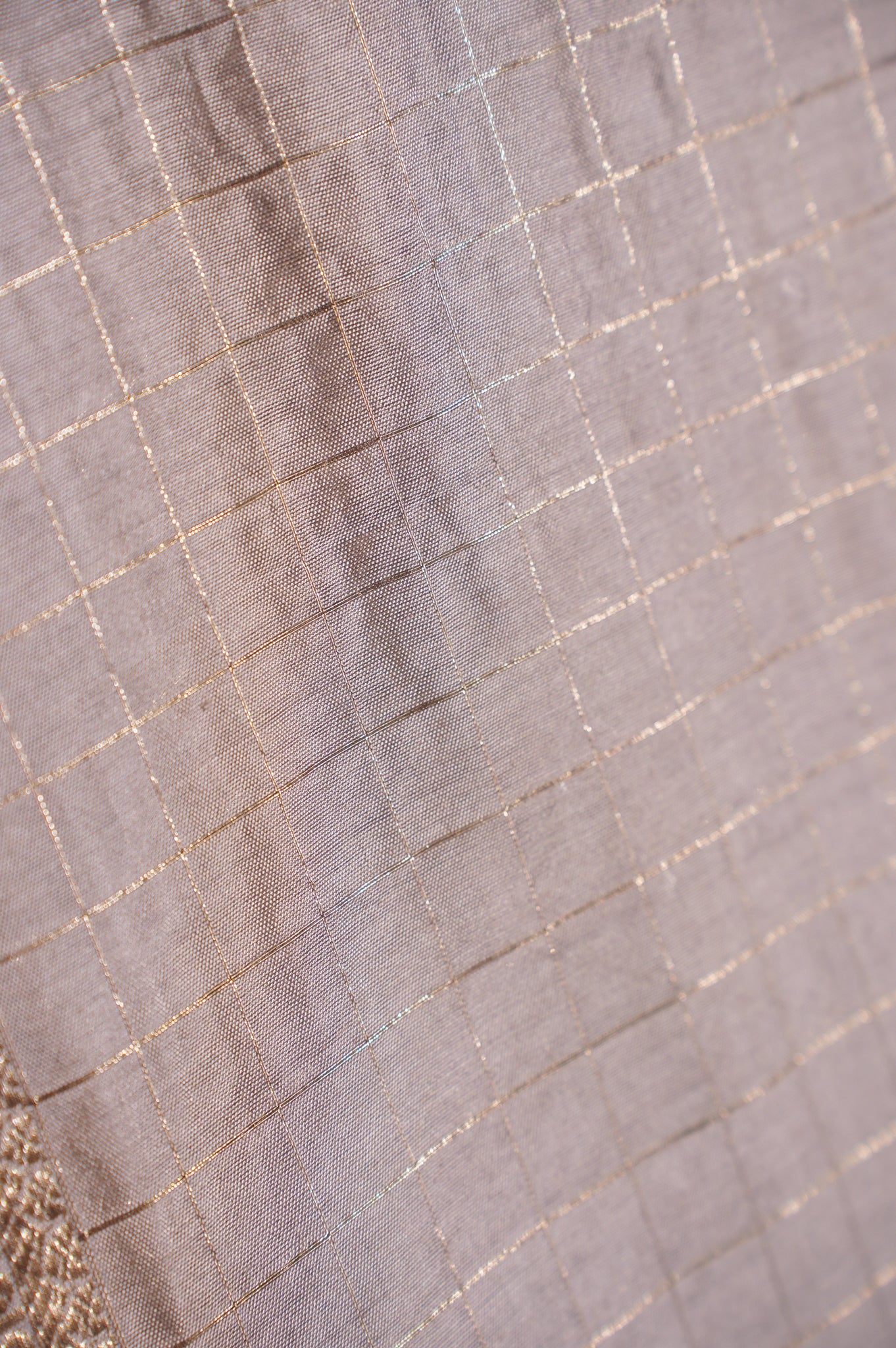 Utsav Banaras 316 Silver Grey Raw Silk Saree with Zari Checks &amp; Floral Border