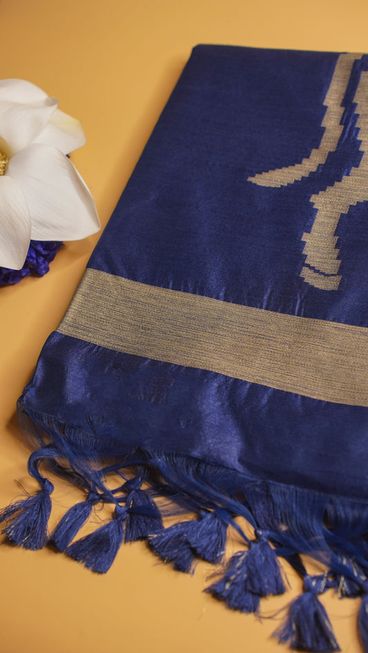 "UTSAV BANARAS 107" Banarasi Blue Raw Silk With Nandi Border Saree