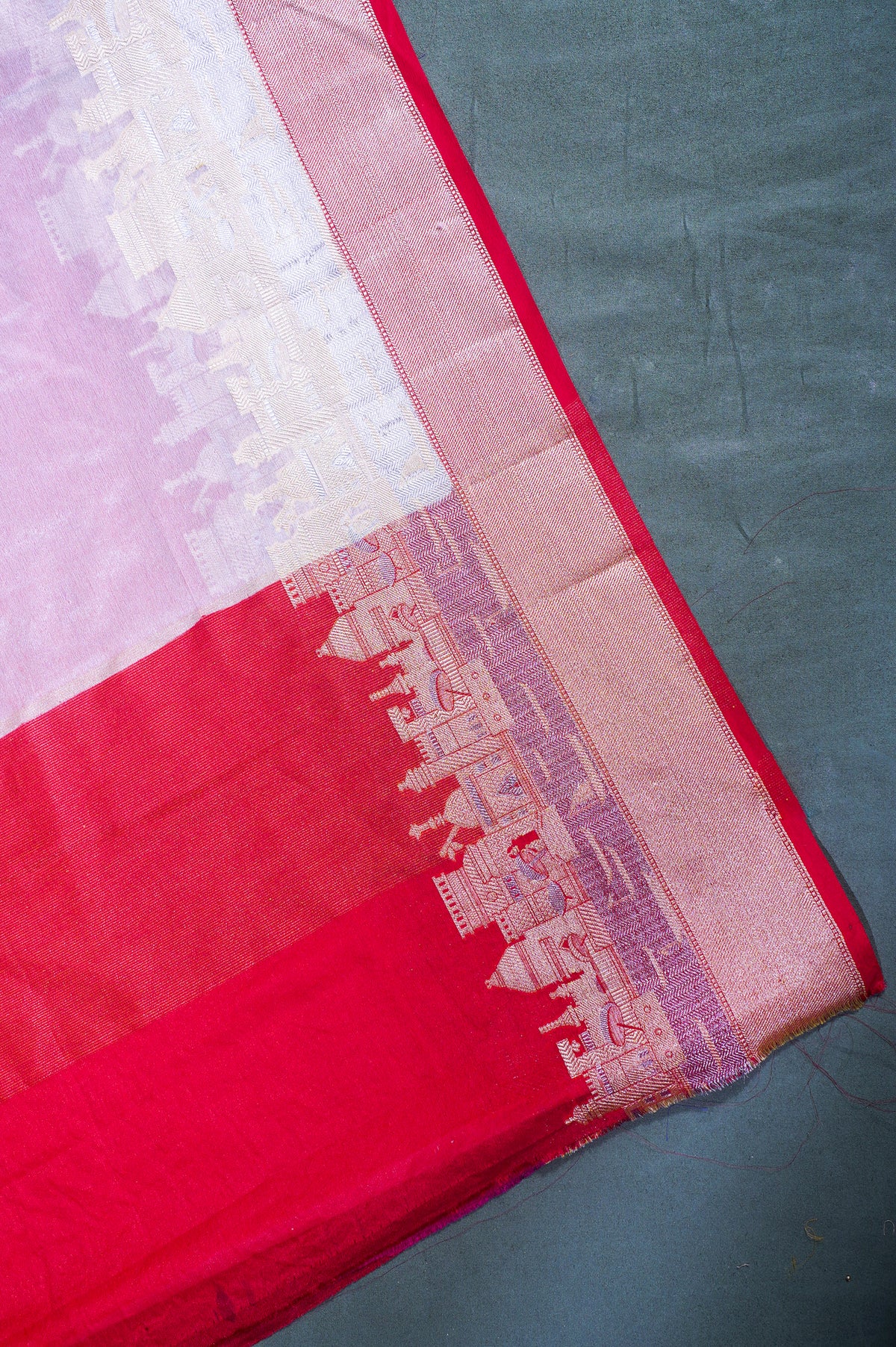 "UTSAV BANARAS 003G" Banarasi White Kashi Ghat Pattern Silk Saree