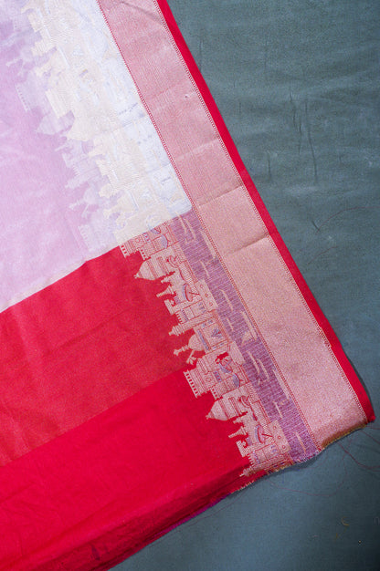 "UTSAV BANARAS 003G" Banarasi White Kashi Ghat Pattern Silk Saree
