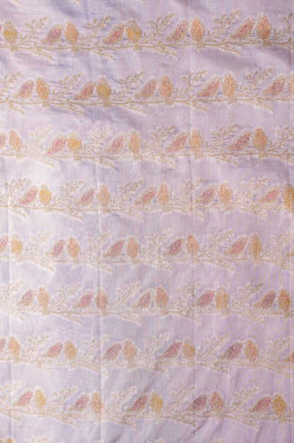 VIRASAT 342: Banarasi Baby Pink Tissue Silk Handwork Saree With Love Bord Motif