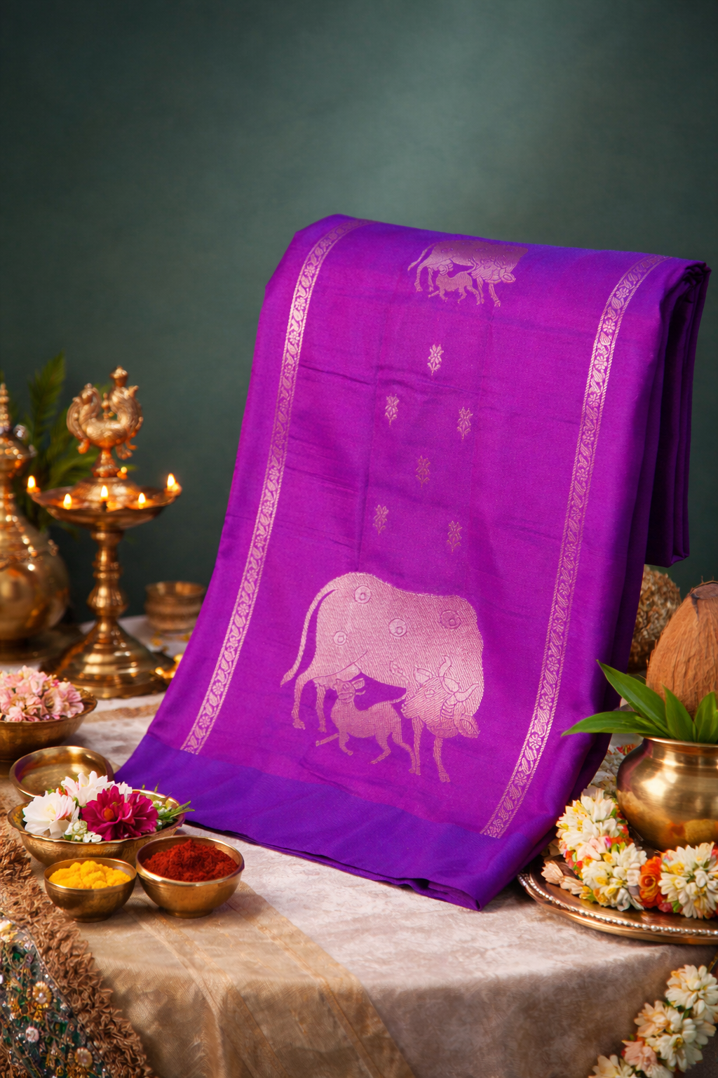 UTSAV BANARAS 320: Royal Purple Banarasi Raw Silk Saree with Zari-Structured Body &amp; Artistry Pallu