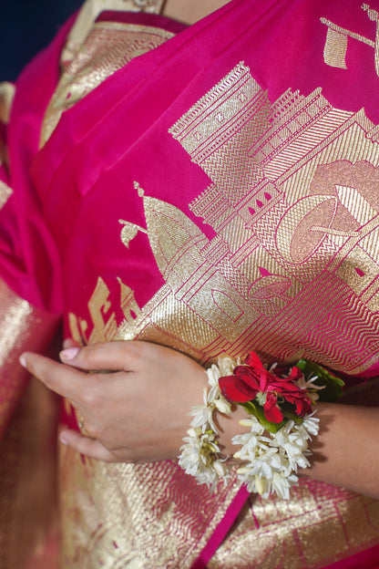 Pink Kashi Ghat Banarasi Masaru Silk Saree