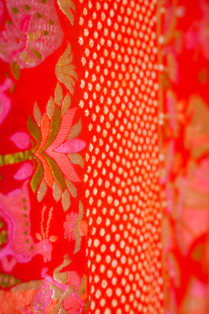 Founder Choice 045: Pure Bandhani Gajji Silk Saree with Meenakari Body, Bird Floral Border &amp; Zardozi Belt (Silk Certified)