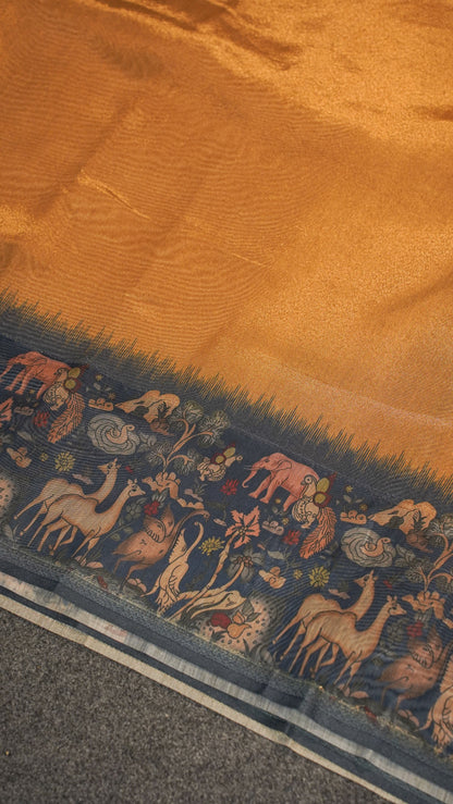 "UTSAV BANARAS 151" Banarasi Copper Gold Tissue Cotton Silk Saree