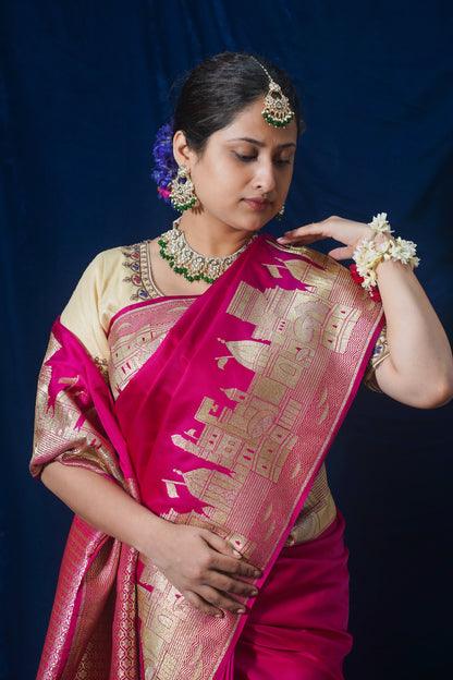 Pink Kashi Ghat Banarasi Masaru Silk Saree