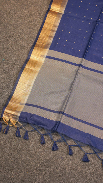 "UTSAV BANARAS 123" Banarasi Blue Raw Chanderi Buti Silk Saree