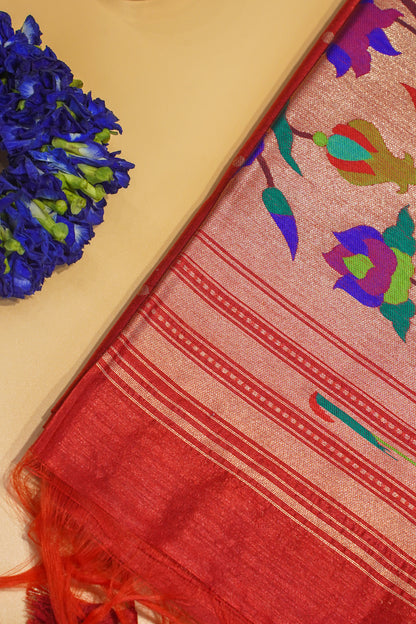 "UTSAV BANARAS 184" Banarasi Red Peacock Silk Saree