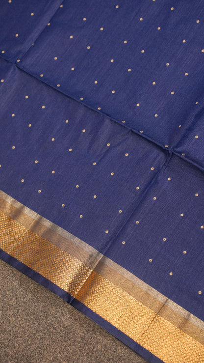 "UTSAV BANARAS 123" Banarasi Blue Raw Chanderi Buti Silk Saree