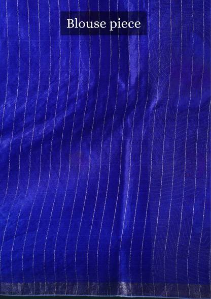 "Founder Choice 005" Banarasi Royal Blue Jamdani Work Pure Muslin Silk Saree