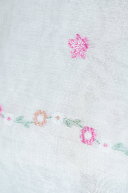"UTSAV BANARAS 299" Banarasi Cream Chanderi Jamdani Silk Saree with Multi-Color Floral Pallu