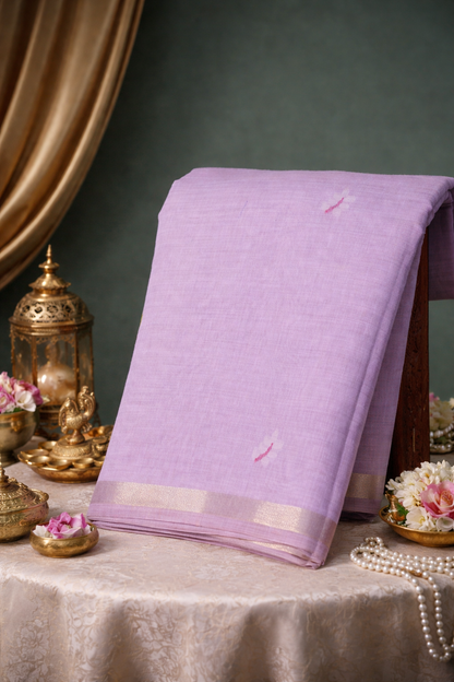 UTSAV BANARAS 339: Beautiful Move Serene Soft Silk Saree with Handwoven Village Scene Pallu &amp; Zari Patta Border