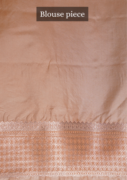 VIRASAT 337: Pastel Orange Pure Handloom Katan Silk Saree with Zari Shikargah &amp; Meenakari Work - Silk Mark Certified