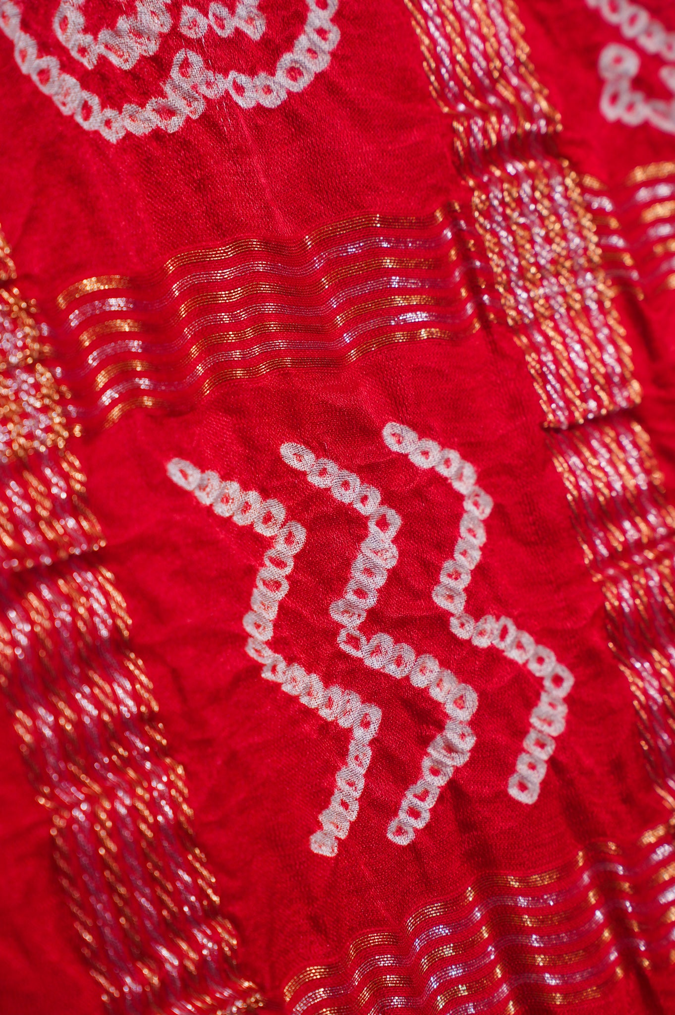 ODHANA 009: Sunhara Laal Pure Gajji Silk Gharchola Odhana with Handworked Scallop Zari Border