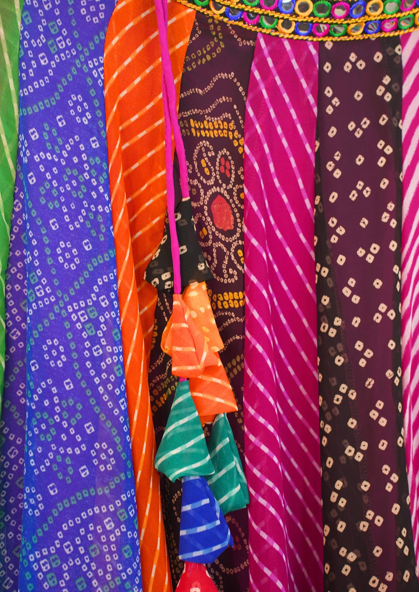 "MANSI 051" Banarasi Georgette Skirt with Bandhani Print & Mirror Work Detailing