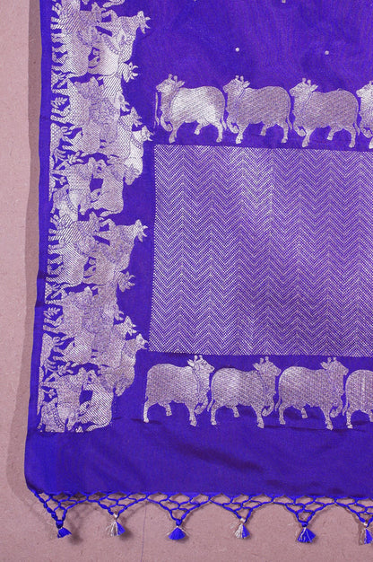 "MCD 001" Banarasi Purple Shikargah Vegan Silk Dupatta