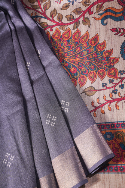"UTSAV BANARAS 208" Banarasi Madhuvan Tusser Hand Brushing Printed Saree