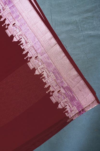 "UTSAV BANARAS 003F" Banarasi Coffee Kashi Ghat Silk Saree with Pictorial Zari Weave