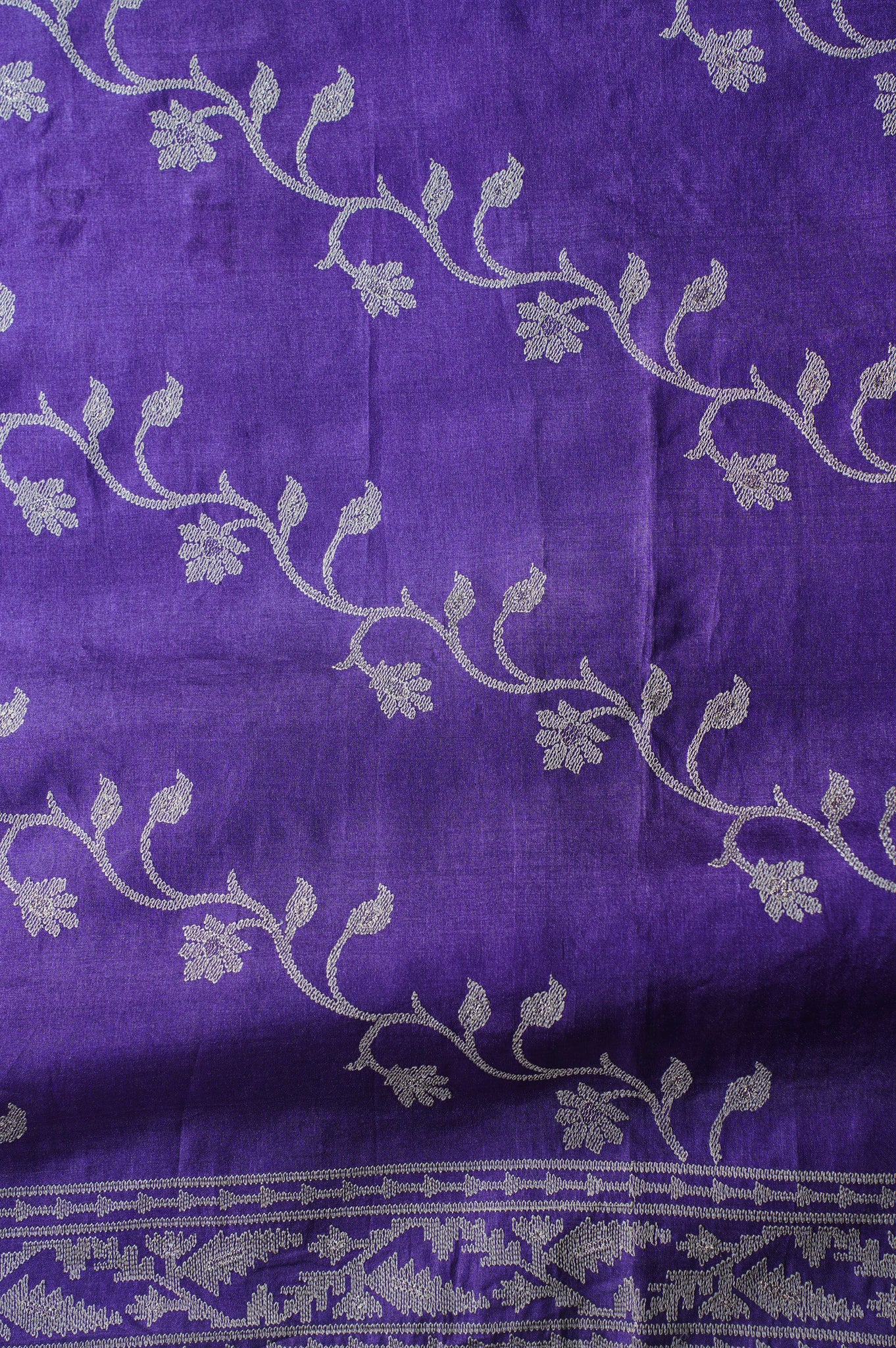 "Founder Choice 004" Banarasi Regal Purple Pure Tusser Silk Saree With Beige Resham Embroidery