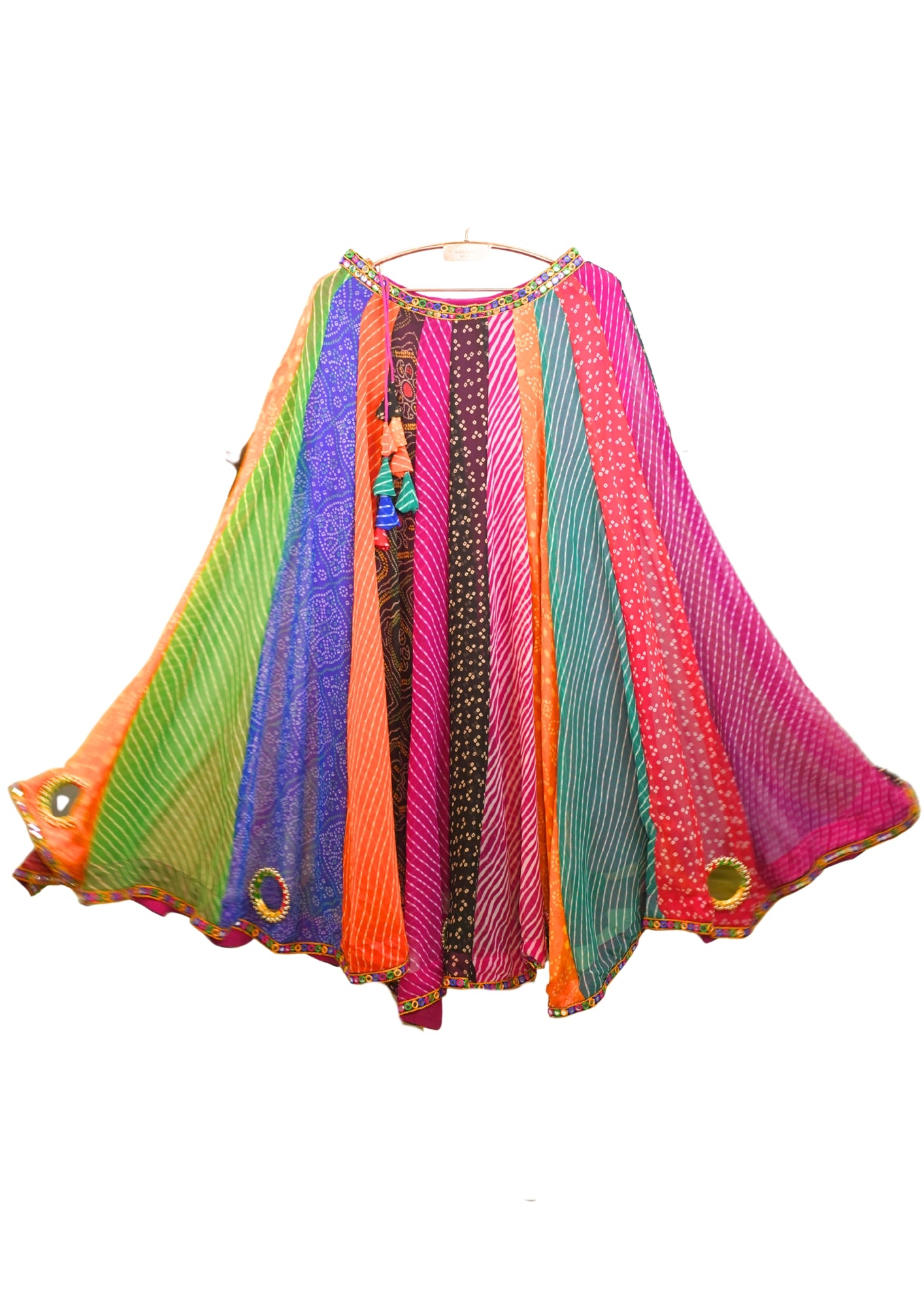 "MANSI 051" Banarasi Georgette Skirt with Bandhani Print & Mirror Work Detailing