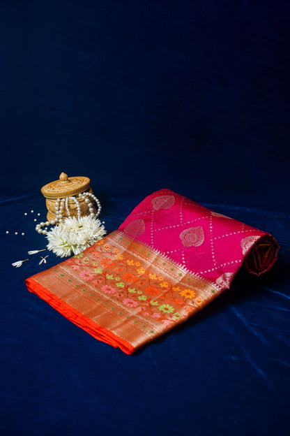 Magenta Banarasi Dupion Silk Saree