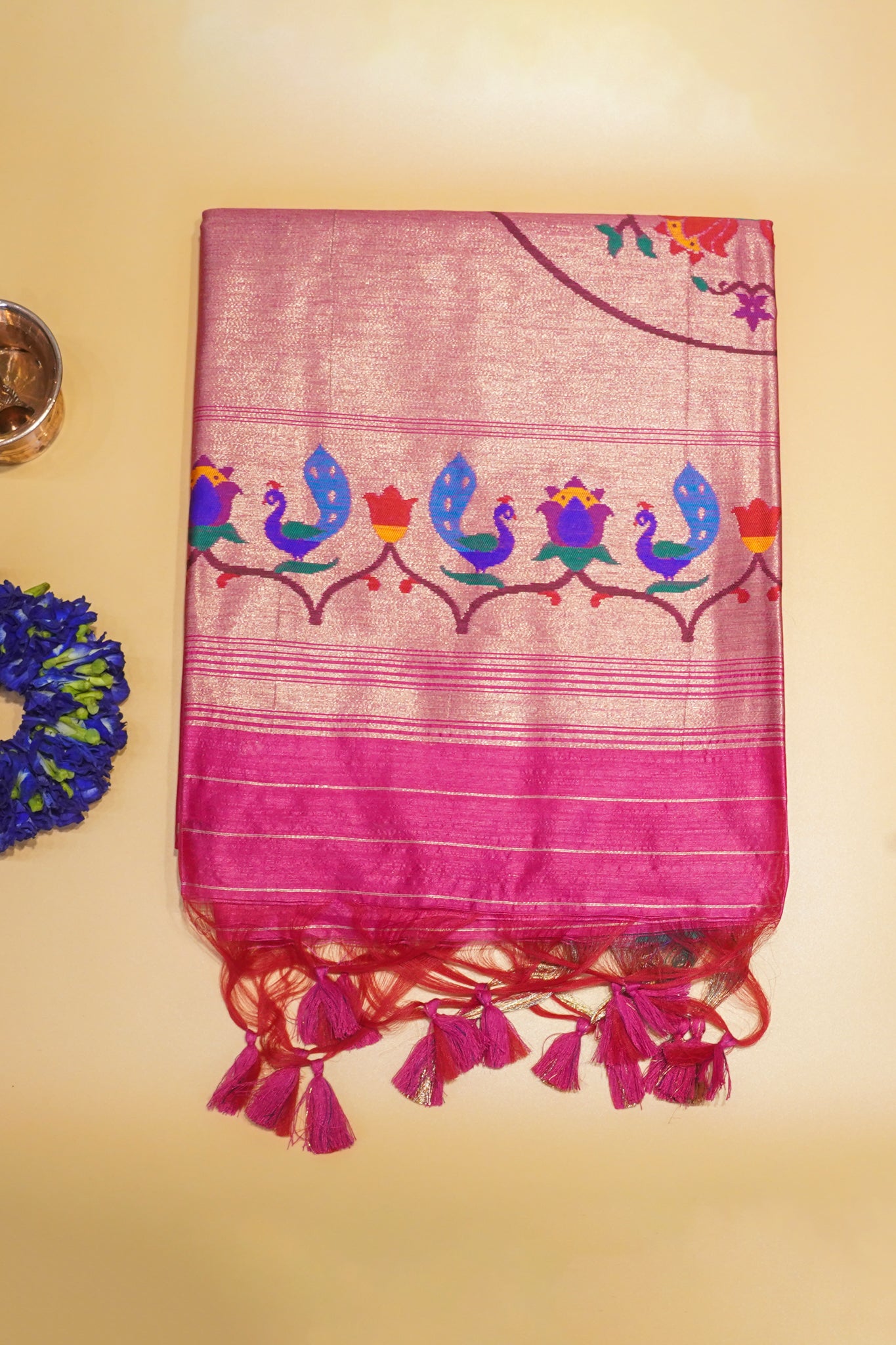 "UTSAV BANARAS 166" Banarasi Elegant Pink Peacock Paithani Saree