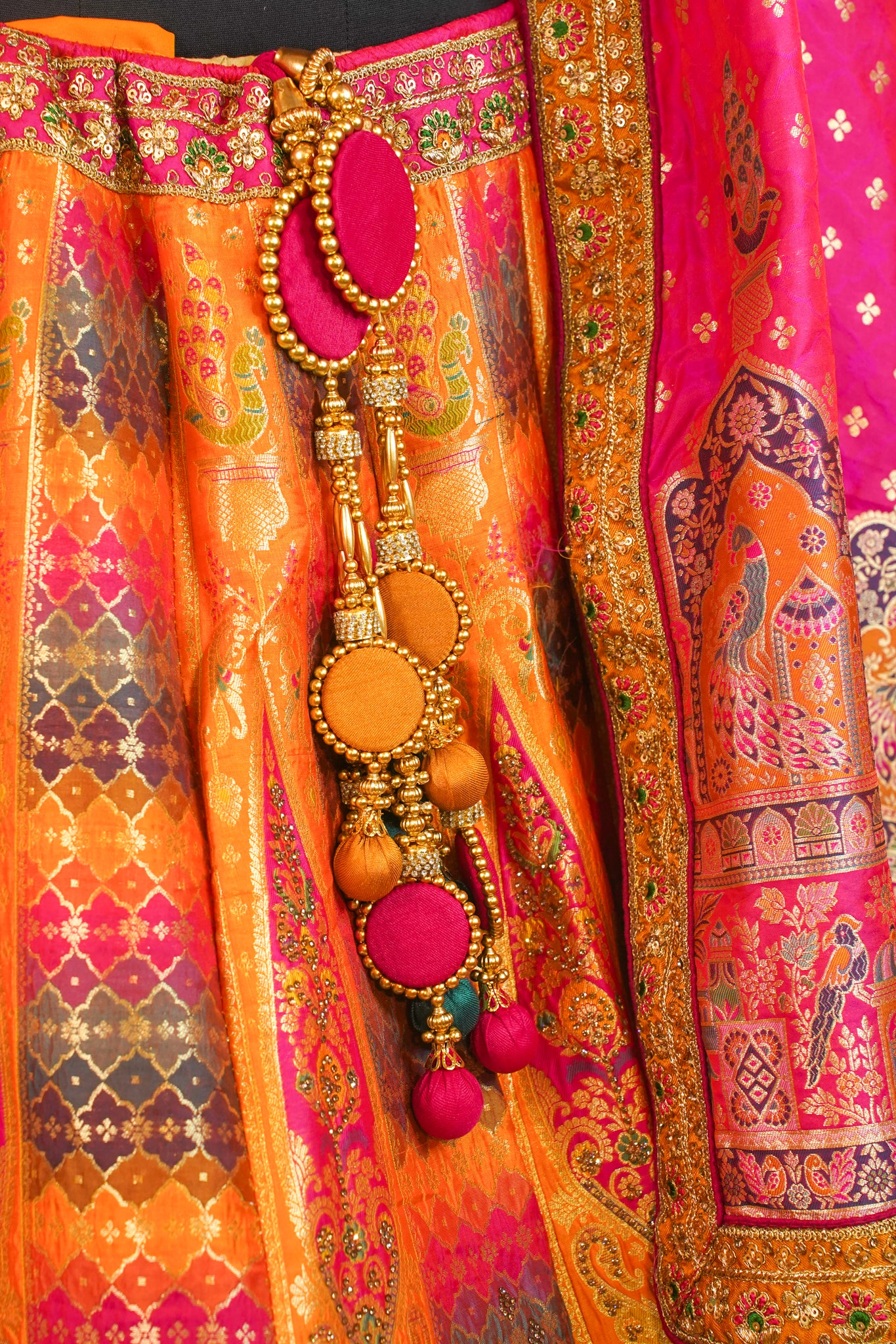 "MANSI 029" Banarasi Traditional Silk Lehenga with Cutwork Border & AD Embellishments