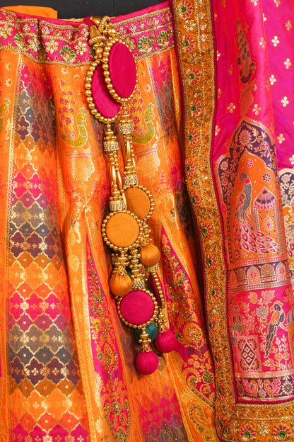 "MANSI 029" Banarasi Traditional Silk Lehenga with Cutwork Border & AD Embellishments