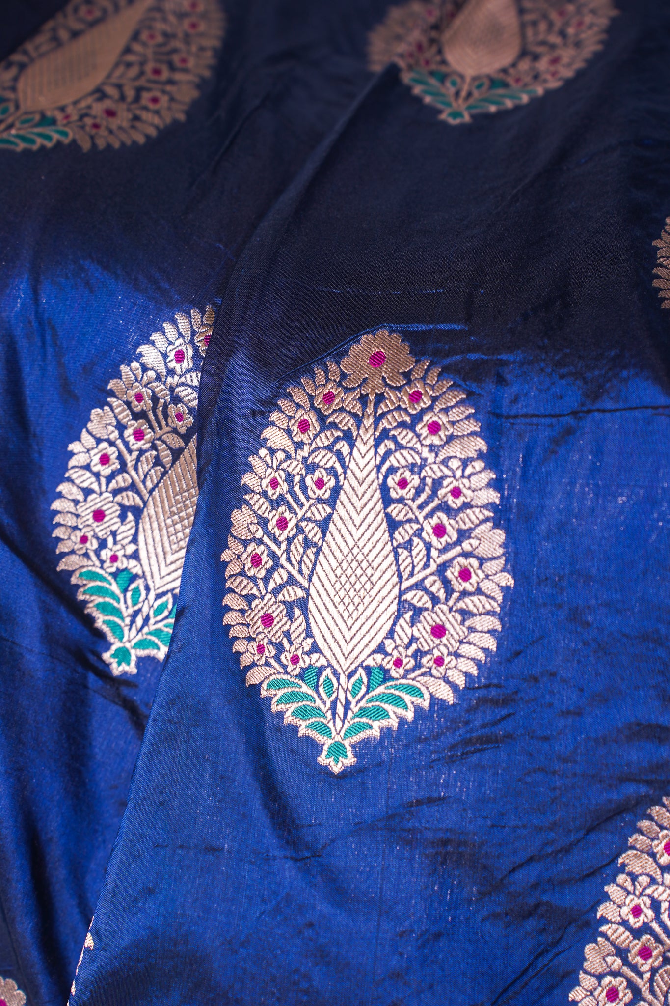 "VIRASAT 03A" Banarasi Royal Blue Pure Handloom Katan Silk Saree Featuring All Over Meenakari Buta Motifs (Celebrity Edition)
