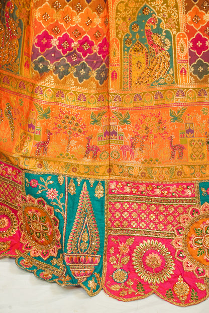 "MANSI 029" Banarasi Traditional Silk Lehenga with Cutwork Border & AD Embellishments