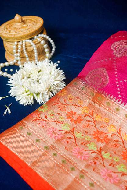 Magenta Banarasi Dupion Silk Saree