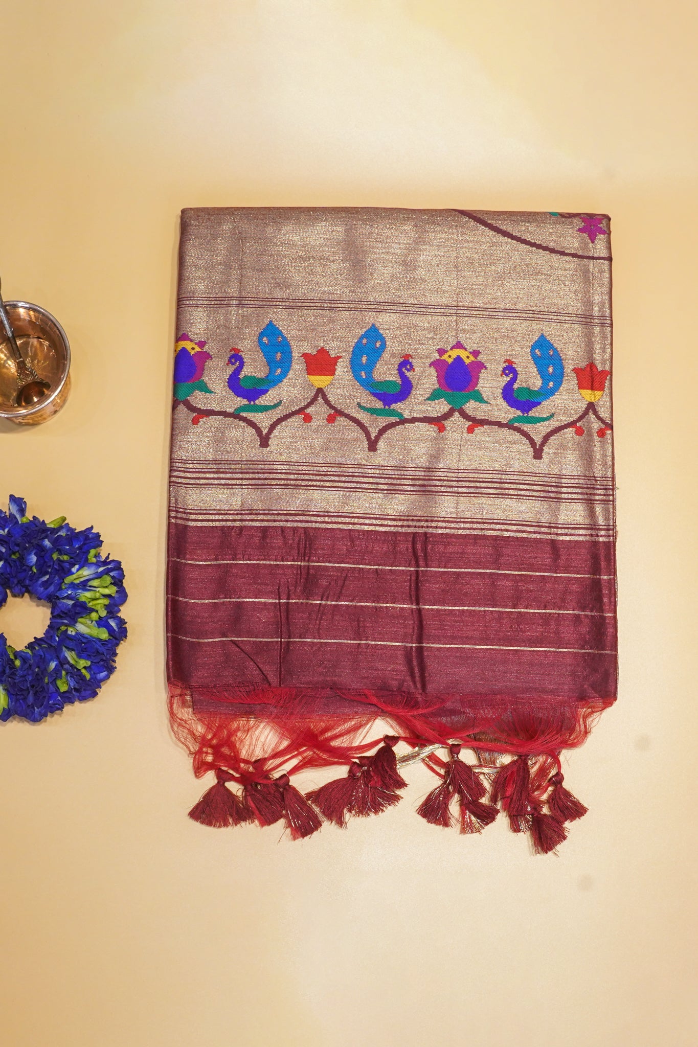"UTSAV BANARAS 165" Banarasi Maroon Peacock Paithani Saree