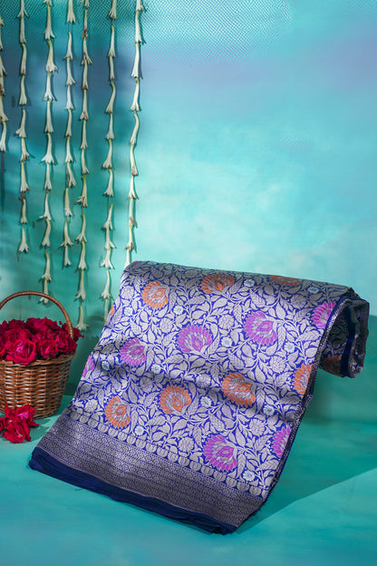 "VIRASAT 204" Navy Blue Pure Uppada Katan Silk Saree