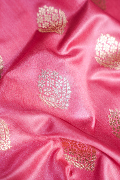 "MCF 10" Banarasi Handwoven Gajri Brocade Buta Fabric