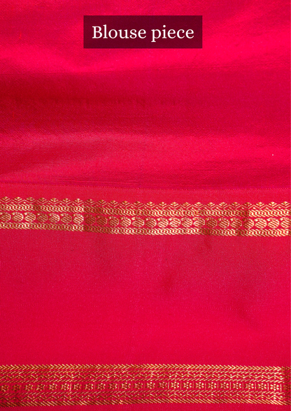 FOUNDER CHOICE 052: Off White Elegant Pure Silk Saree with Hand Painted Kalamkari Hastakala Artistry &amp; Gold Zari Skirt Border