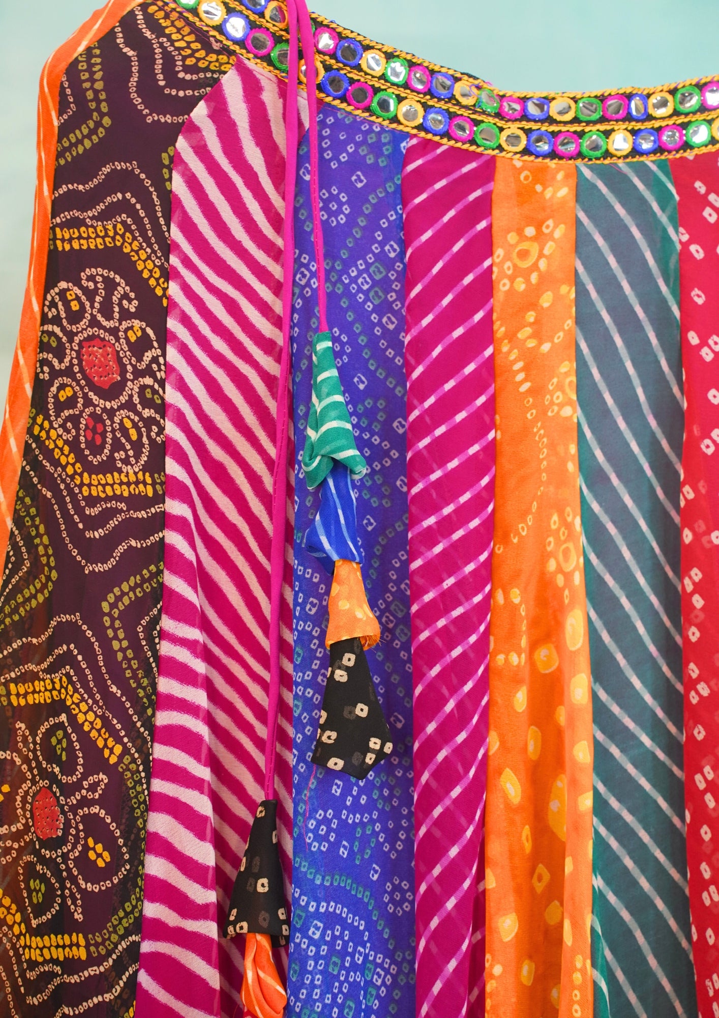 "MANSI 052" Banarasi Georgette Skirt with Bandhani Print & Mirror Work Detailing