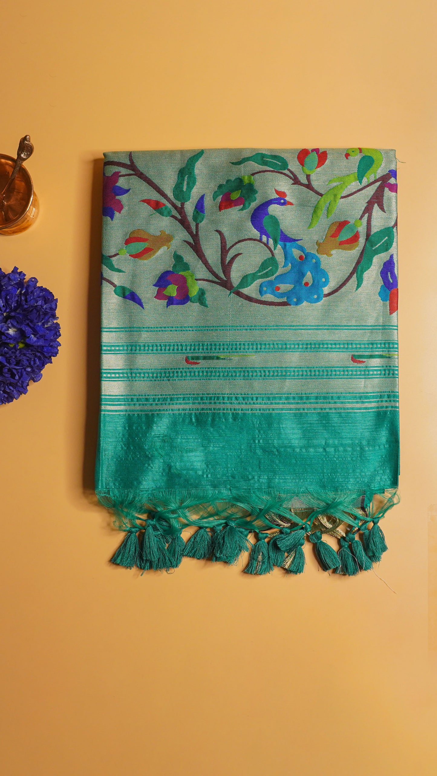 "UTSAV BANARAS 103" Banarasi Green Peacock Pethani Silk Saree