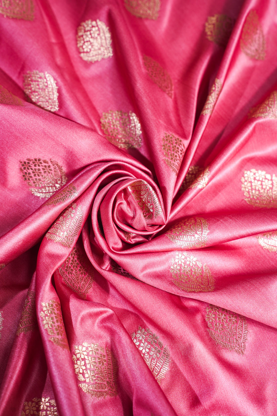 "MCF 10" Banarasi Handwoven Gajri Brocade Buta Fabric