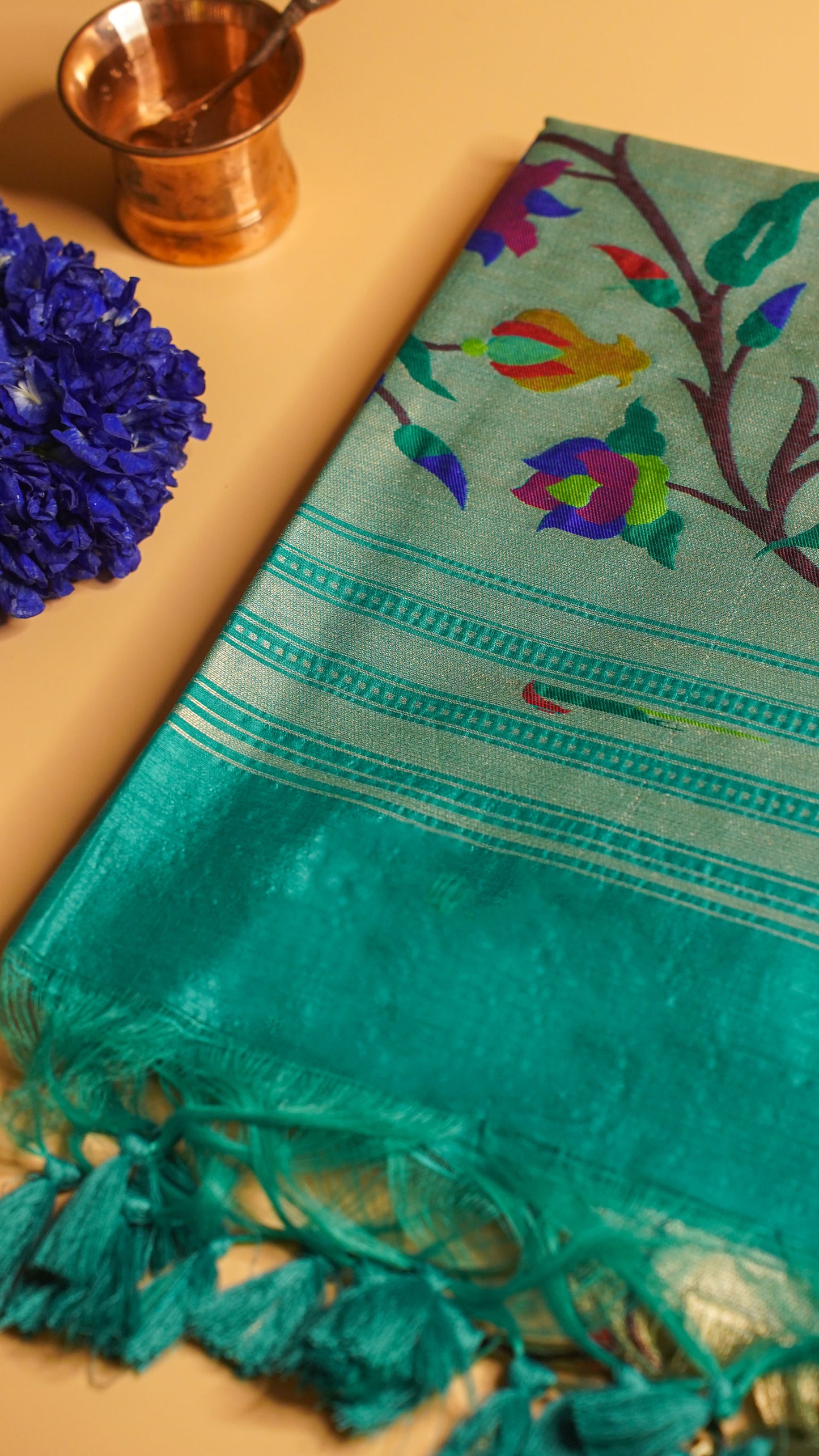 "UTSAV BANARAS 103" Banarasi Green Peacock Pethani Silk Saree