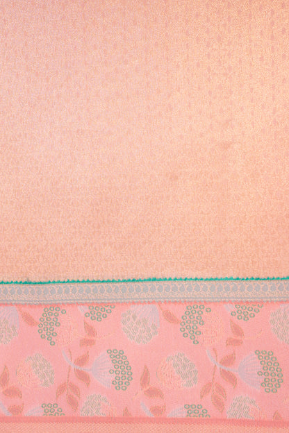 "Utsav Banaras 64A" Banarasi Silk Saree in Soft Peach Pink with Intricate Zari Weave & Contrast Border